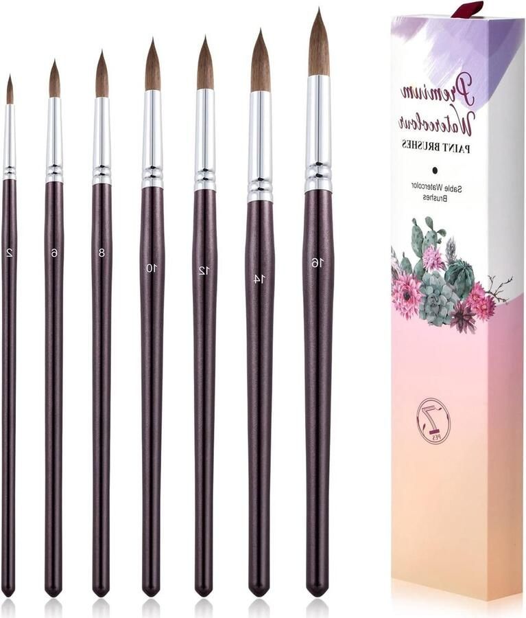 Kunstenaarskwasten set met ronde puntenslijper paars voor aquarel acryl inkt gouache olie en schilderen
