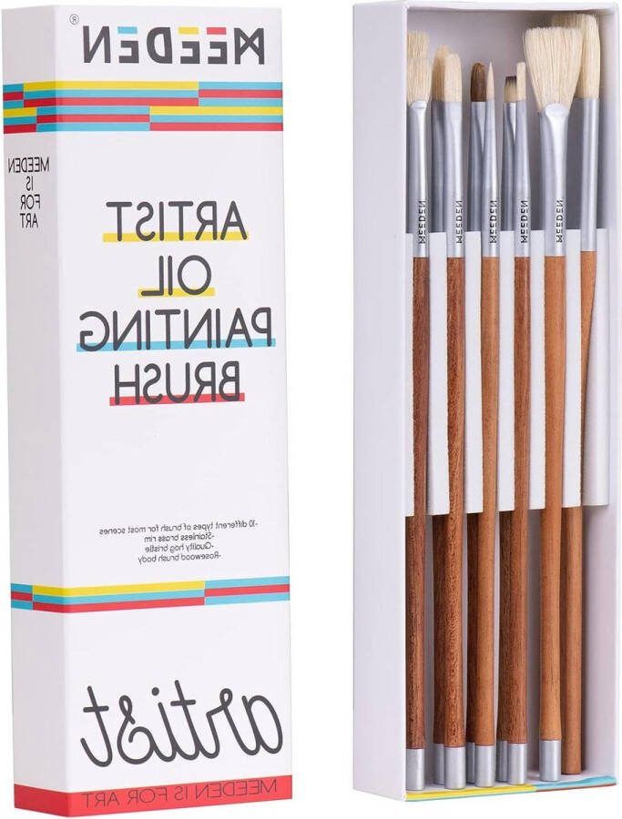 Kunstenaarspenselen set 10 stuks premium varkenshaar penseel lang handvat Professionele penselen voor olie acrylschilderen