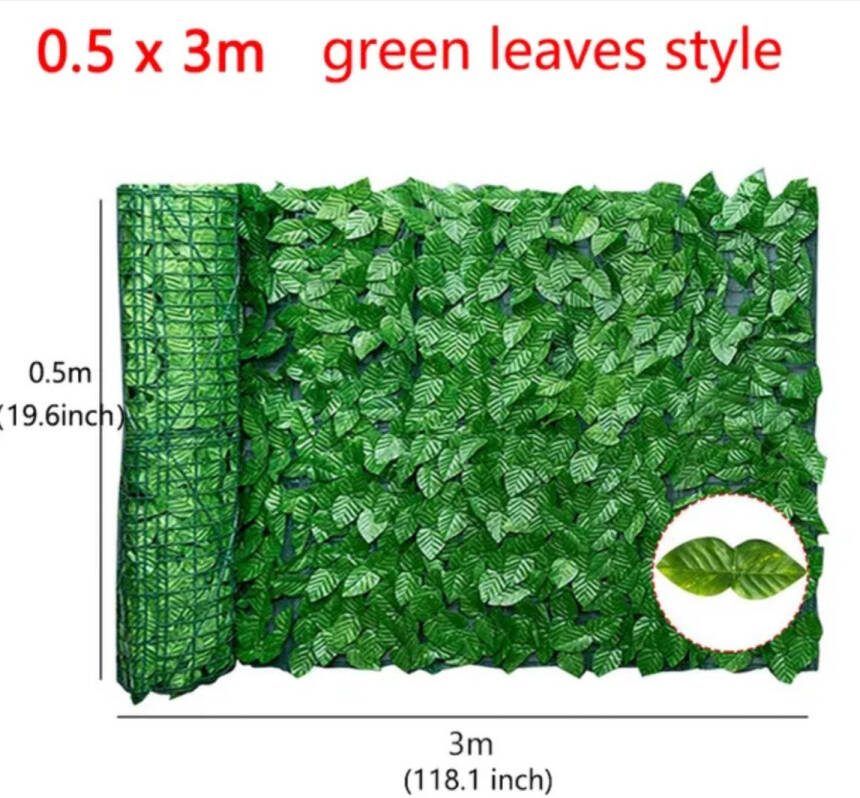 Kunsthaag 50 x 300 CM groene bladeren scherm buitentuin achtertuin balkon privacy haag balkon scherm tuin scherm eenvoudige installatie