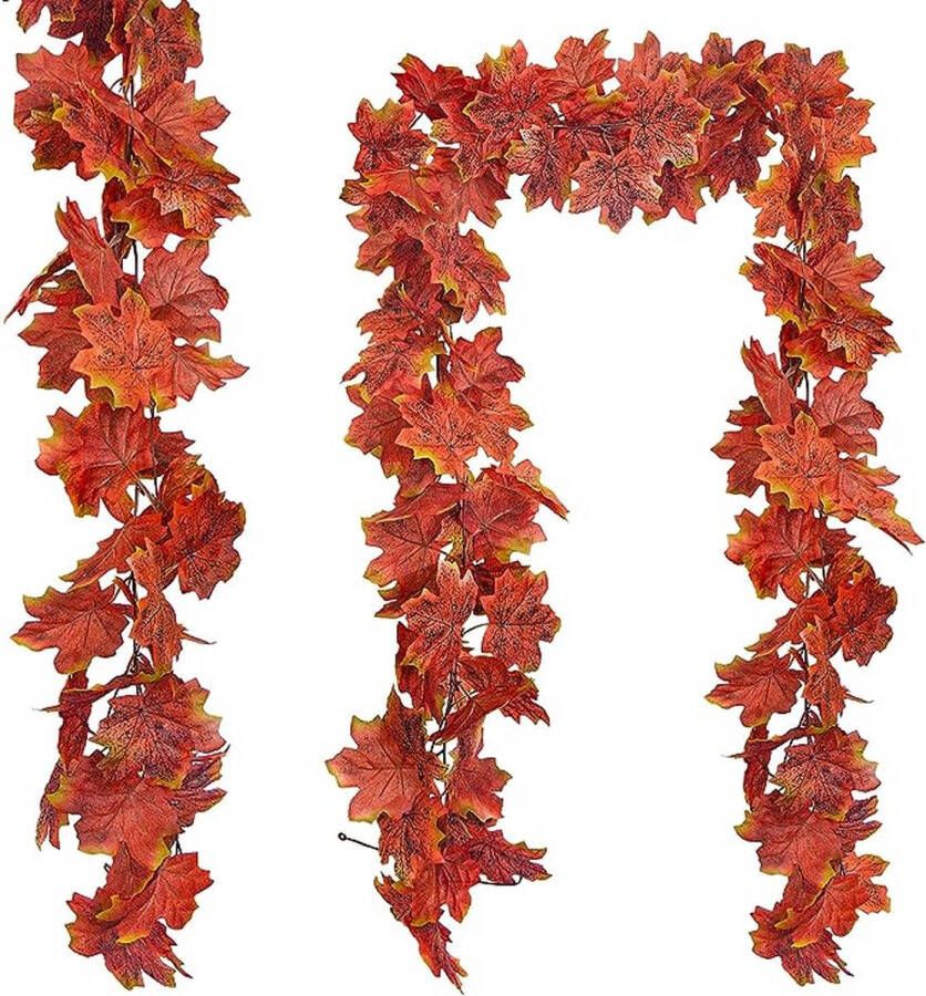 Kunstmatige Herfst Maple Bladkransen ADORAMOUR Nep Hangende Herfst Bladeren Slinger Decoratie Realistische Herfst Foliage Krans Decor voor Kamer en Tuin Muur Esthetische Binnen Buiten