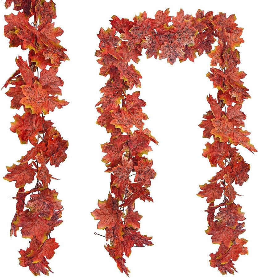 Kunstmatige Herfst Maple Bladkransen Nep Hangende Herfst Bladeren Slinger Decoratie Realistische Herfst Foliage Krans Decor voor Kamer en Tuin Muur Esthetische Binnen Buiten