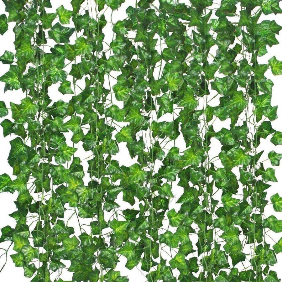Kunstmatige klimopslinger Groene klimop 24 stuks Hangplanten Kunstbladeren Kunstplanten voor slaapkamer Esthetische decoratie Huis Tuin Muur Bruiloftsfeest