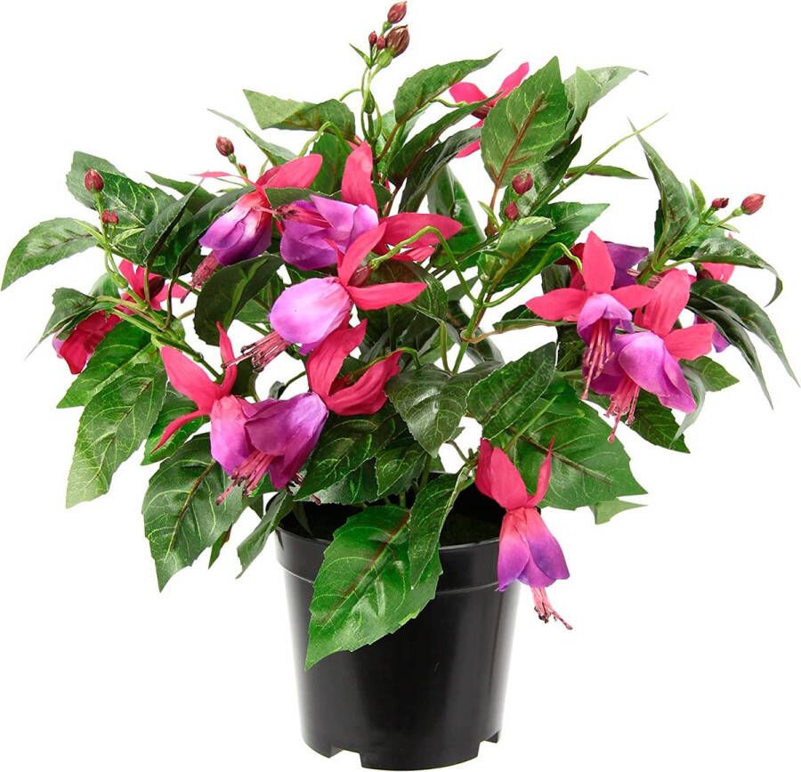 Kunstmatige sierplant fuchsia in pot kunstplant kamerplant bloemen kunstbloemen zijden bloemen oneffen decoratie nep dubbele bloemen potplant hybrida Hort Flores