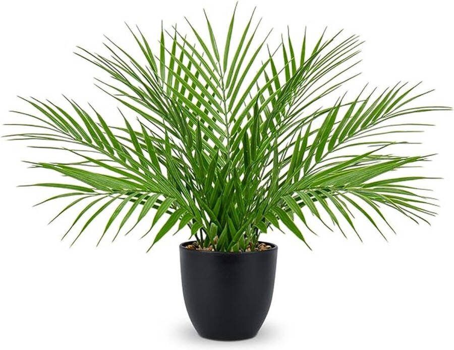 Kunstplant 38 cm nepplanten in potten Kunstmatige Areca Palmplant Decoratieve Faux Planten Ingemaakte Realistische Tropische Kamerplant Indoor voor Thuiskantoor Slaapkamer Badkamer Keuken Bureau Decor