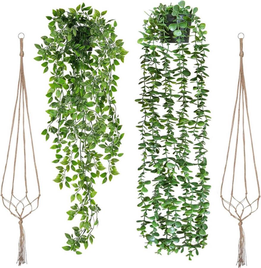 Kunstplant hangplant klimop art matig 2 stuks hangende slingers nep hangmanden voor bruiloft tuin wanddecoratie bruiloftsslinger decoratie esthetisch (2)