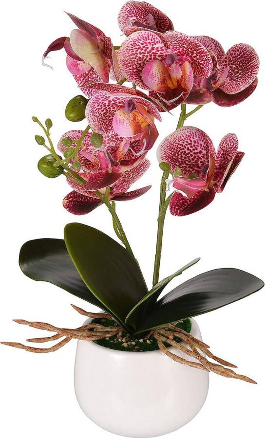 Kunstplant orchidee kunstbloemen orchideeën kunstbloemen phalaenopsis decoratie met pot voor kantoor huis bruiloft feest tuindecoratie (lichtpaars)