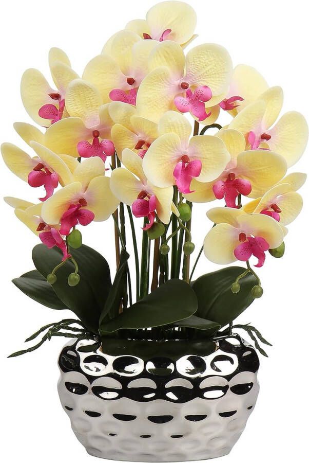Kunstplant Orchideeën Kunstbloemen zoals echt met Real Touch Bloemen in keramische pot Tafeldecoratie Vensterbankdecoratie Hoogte 44 cm