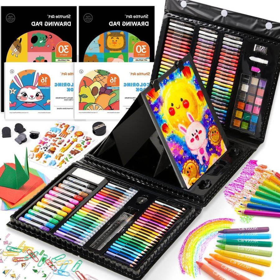Kunstset voor kinderen Schildersets met kleurboeken en kleurpotloden Aquarel markers Tekenset voor kinderen van 6-12 jaar 335 stuks Tekendoos