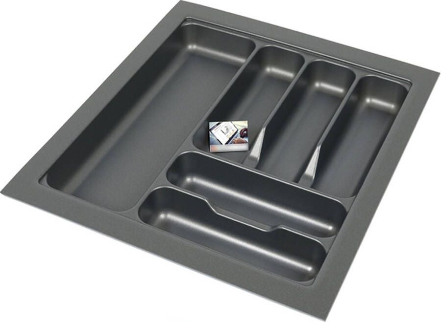 Kunststof Bestekbak Basic Series Antraciet Breedte 45-40 cm Diepte 50-44 cm Kunststof bestekbakken besteklade antraciet Bestekcassette Op maat aanpasbaar