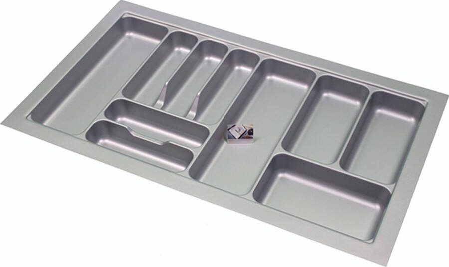 Kunststof Bestekbak Basic Series Grijs Breedte 85-80 cm Diepte 50-44 cm Kunststof bestekbakken besteklade grijs Bestekcassette Op maat aanpasbaar