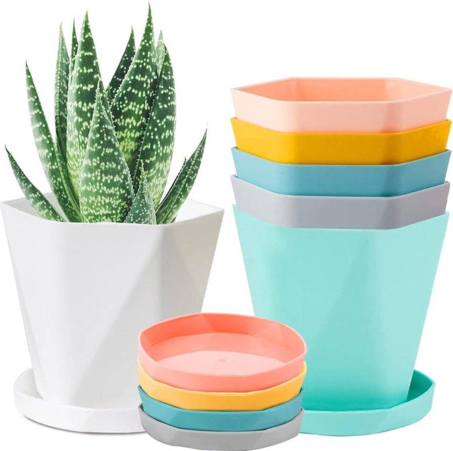 Kunststof bloempotten 13 cm kleurrijke bloempot zaailingplant wortelcontrole Scandinavische stijl schotel voor bloemen kruiden vetplanten cactussen 6 kleuren Flower Pot
