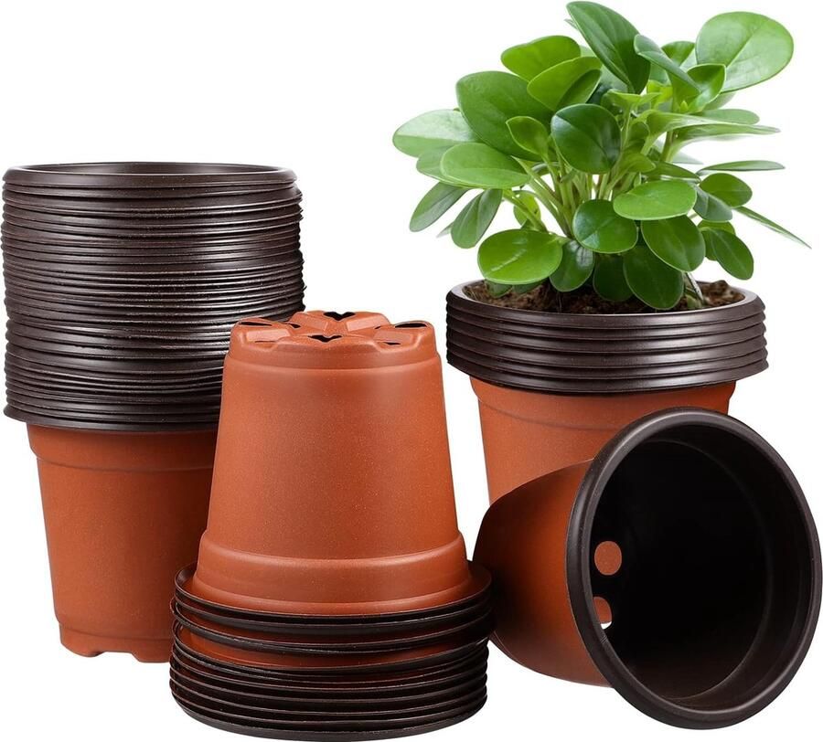 Kunststof bloempotten kweekpotten 50 stuks 12 cm sierpot vetplanten zaailingen plantenpot plantenbak ademend voor binnen en buiten tuin kamer broeikas
