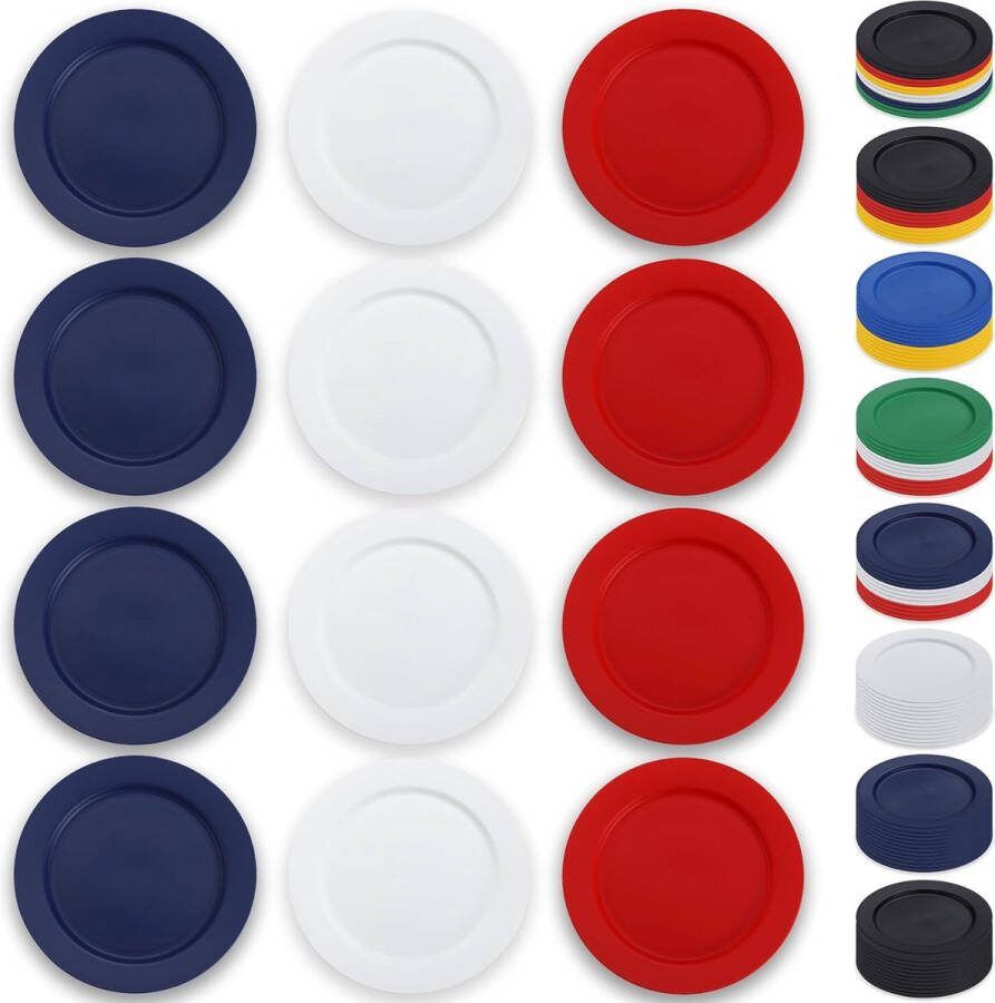 Kunststof bordenset 12 stuks 25 cm FR kleur herbruikbare platte borden saladeborden pastakommen servies gemakkelijk te dragen voor thuis tuin picknick camping outdoor