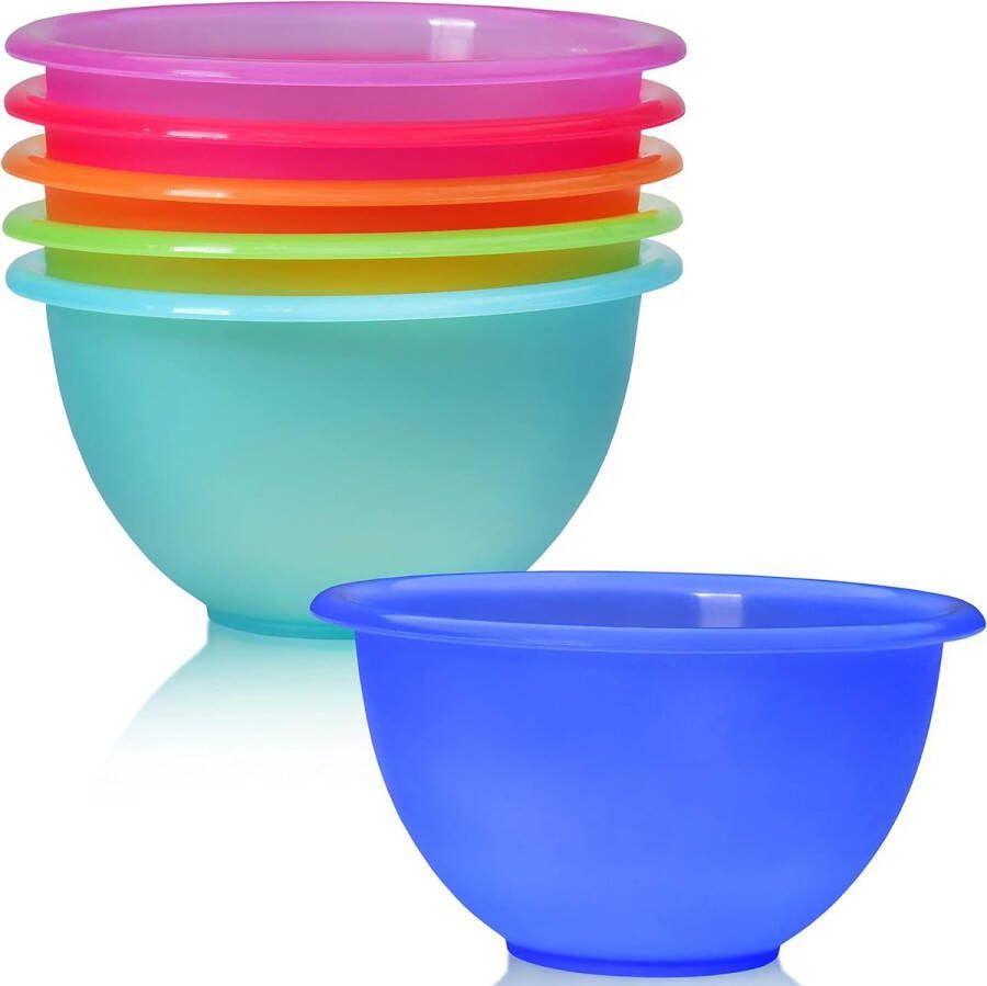 Kunststof kommen 6 stuks 13 cm 350 ml kleurrijke onbreekbare ontbijtgranen- of slakommen perfecte mengkom of dipkom. Plastic kommen 6 stuks 13 cm 350 ml kleurrijke onbreekbare ontbijtgranen- of slakommen perfecte mengkom of dipkom