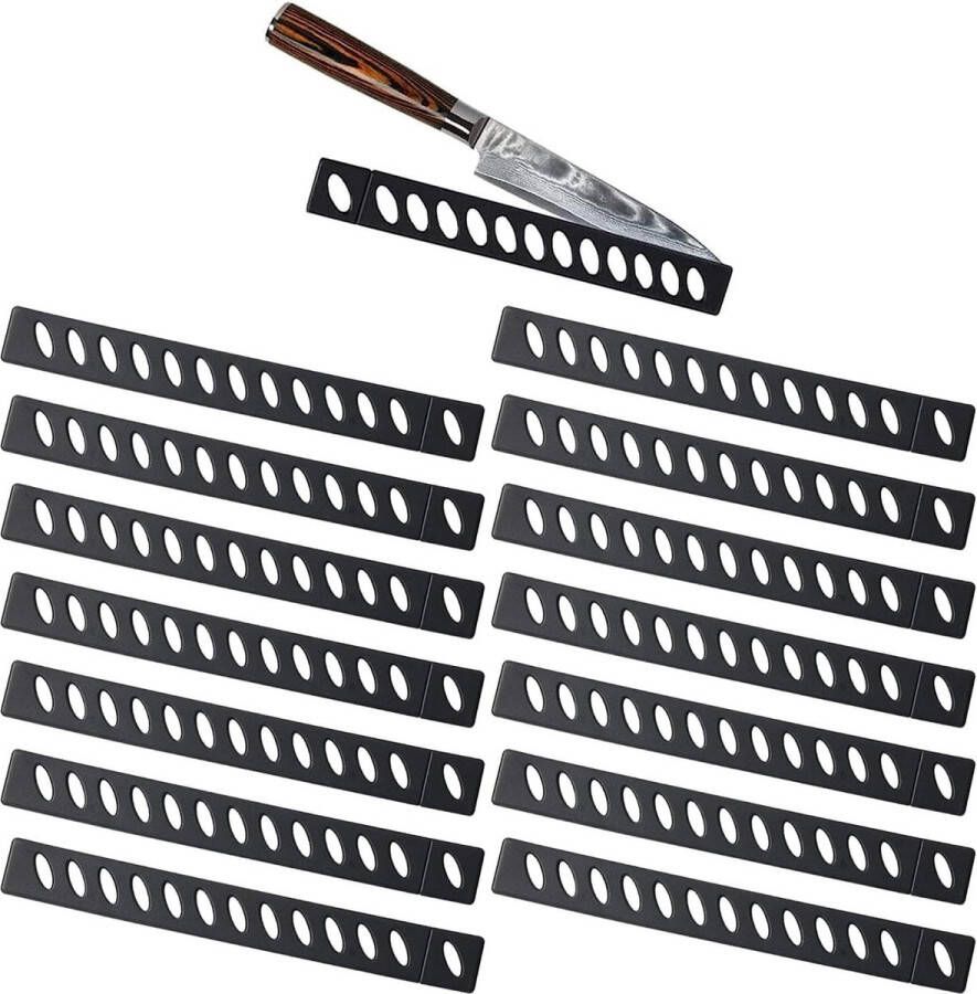 Kunststof mesbeschermer 20 cm 15 stuks universele zachte mesbescherming zeer beschermende mesbescherming voor broodmessen koksmessen fruitmessen zwart
