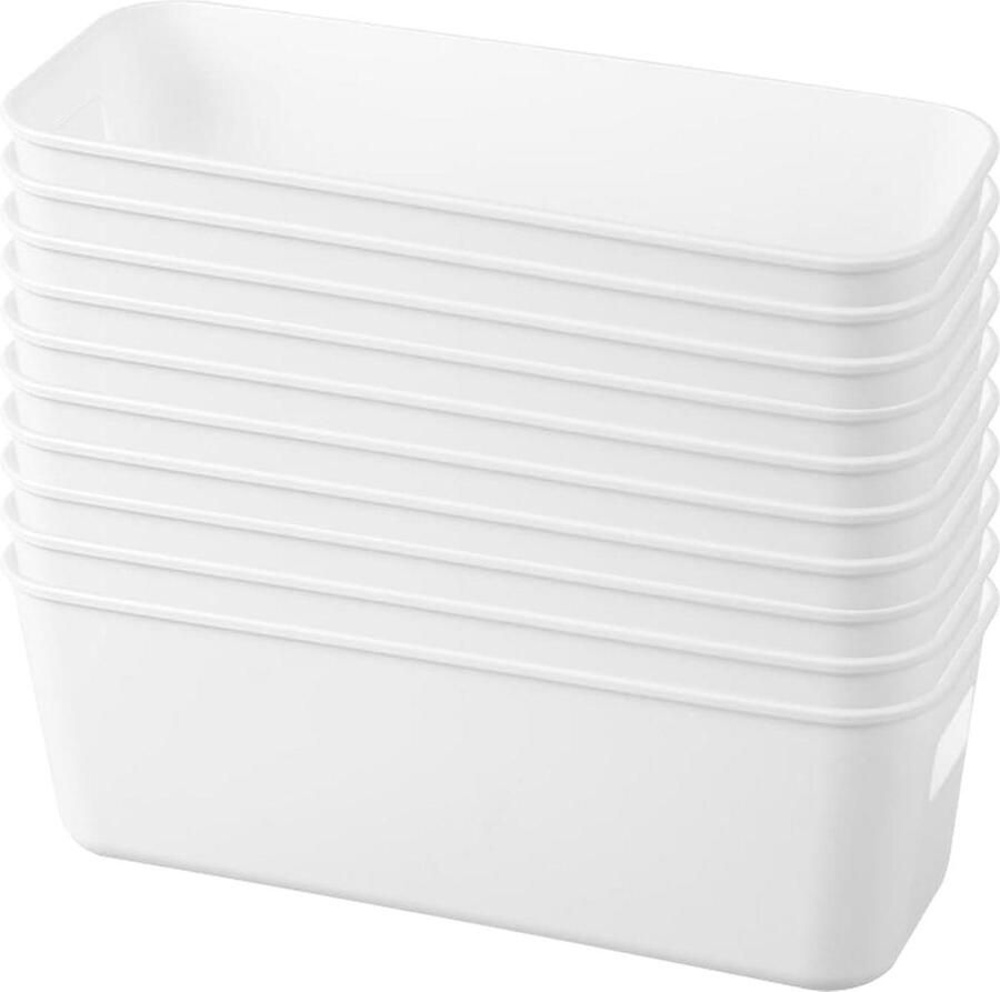 Kunststof opbergmand met handgrepen Multifunctionele opbergdoos voor keukenkast Organizer box voor kantoor en badkamer Wit