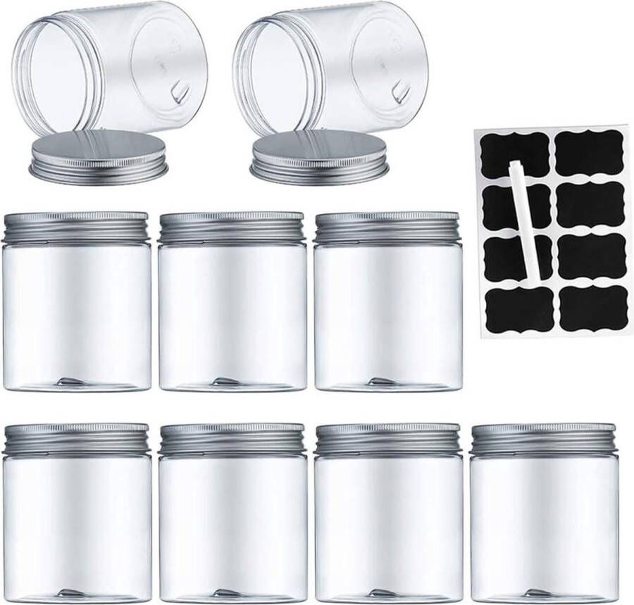 Kunststof voorraaddozen 9-delige set BPA-vrije containers met deksel luchtdichte container slijmcontainer kruidenset voorraaddozen keuken thee kruidenpotjes (250 ml)
