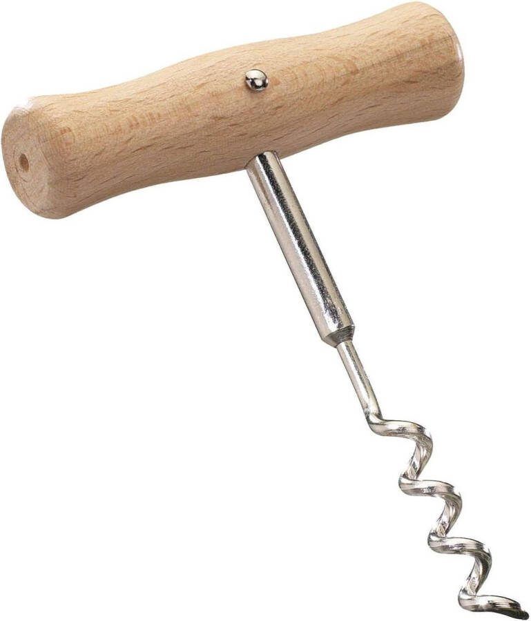 Kurkentrekker open spiraal lengte 104 cm hout staal Woody lichtbruin zilver met ergonomische greep