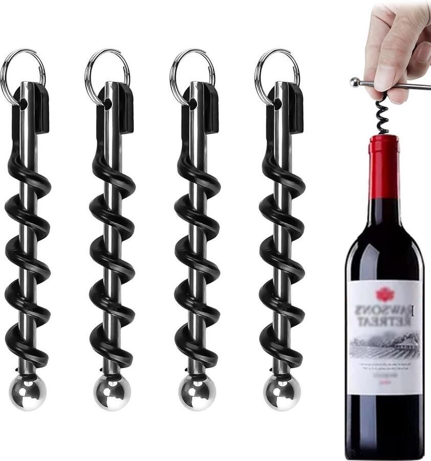 Kurkentrekker Sleutelhanger 4 Stuks Mini Sleutelhanger Wijnopener Draagbaar Klein Gemakkelijk te Dragen Picknicks Openlucht Camping Feestjes