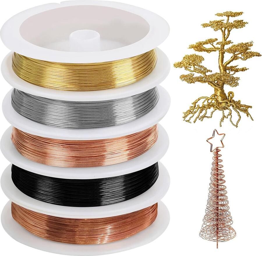 Kurtzy 5 Pak Koperen Sieraden Maak Draad – 0 4mm – 5 Kleuren – Flexibel Metaal Voor DIY Artistiek Bloemen Maken Kralen Rijgen en Modelmaken