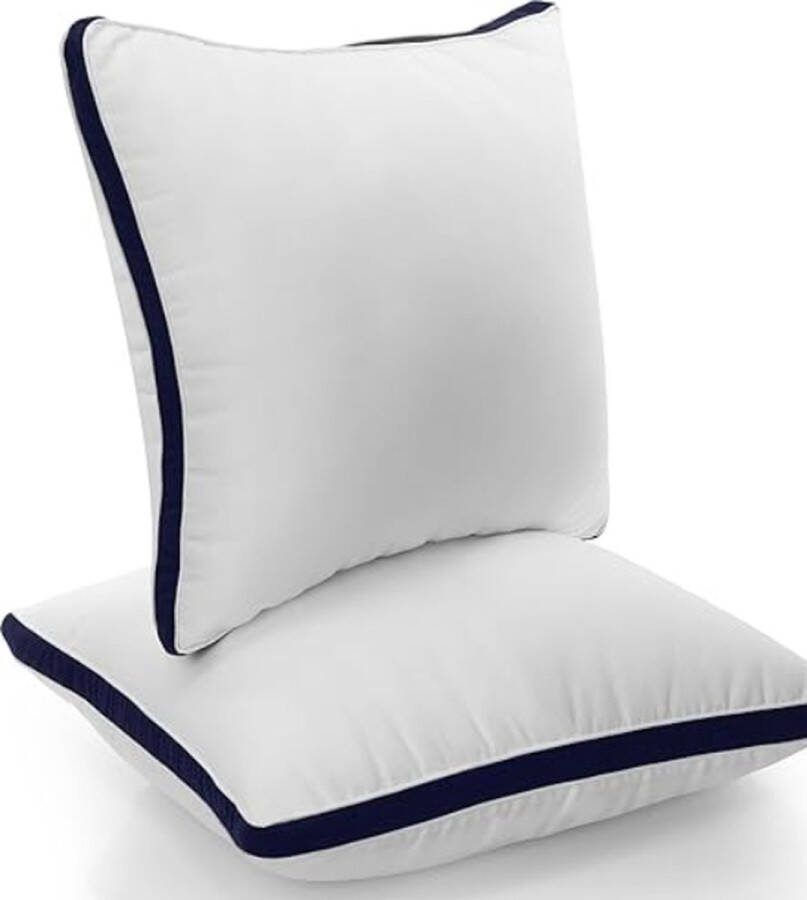 Kussens Set van 2 Beddenkussens Hoofdkussens Zacht en Ademend Stof met Holle Vezelvulling (45x45 cm Marineblauw)