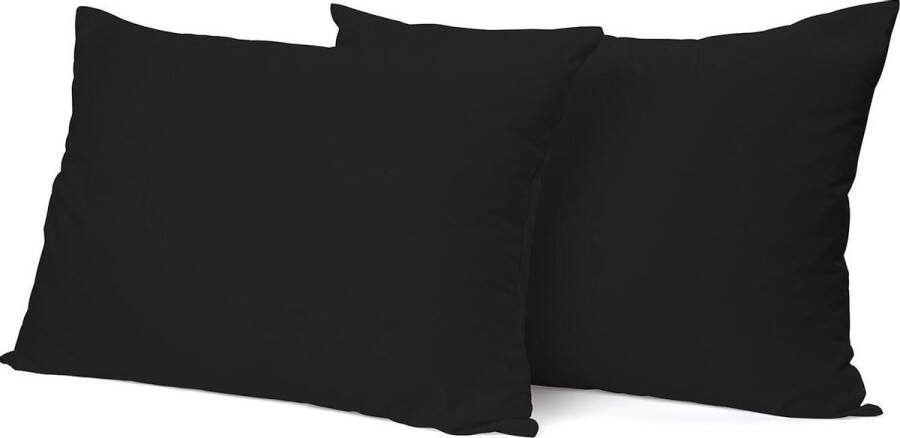 Kussensloop Hotelsluiting Percal Katoen zwart 60x70cm Kussenslopen set van 2 stuks