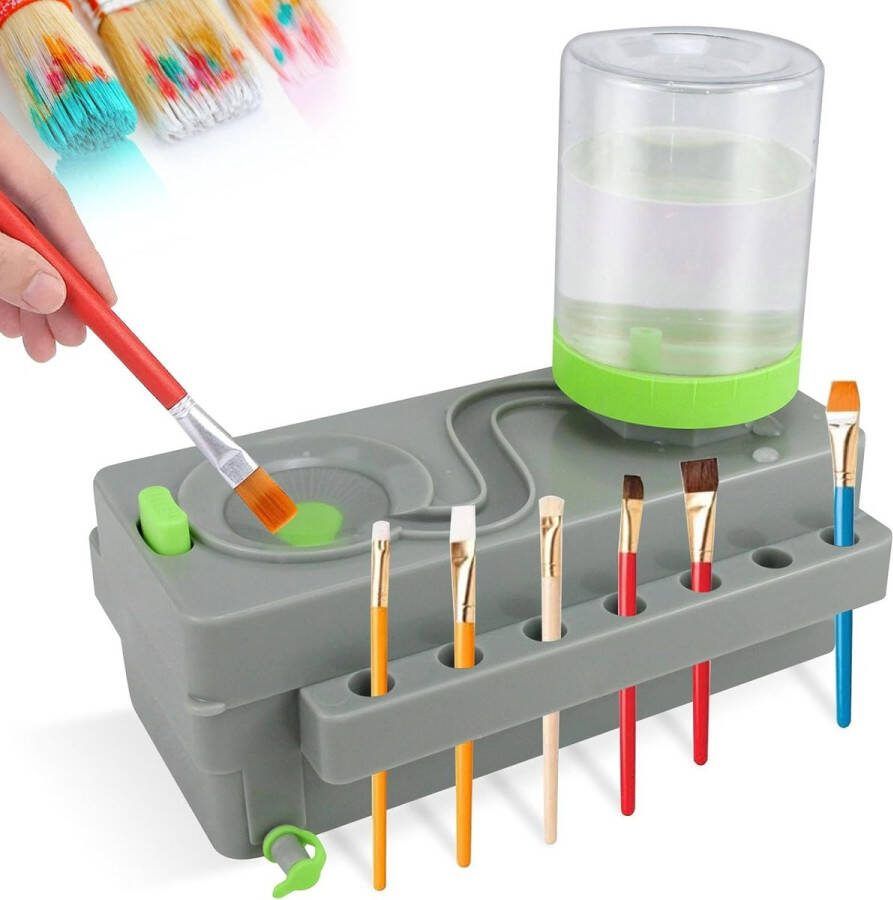 Kwastenreiniger Kwastenspoeler Multifunctionele Kwastendouche Kwastenspoeler Make-upkwast Kunstbenodigdheden Kwastenspoeler voor acryl aquarel en waterbasis (grijsgroen)