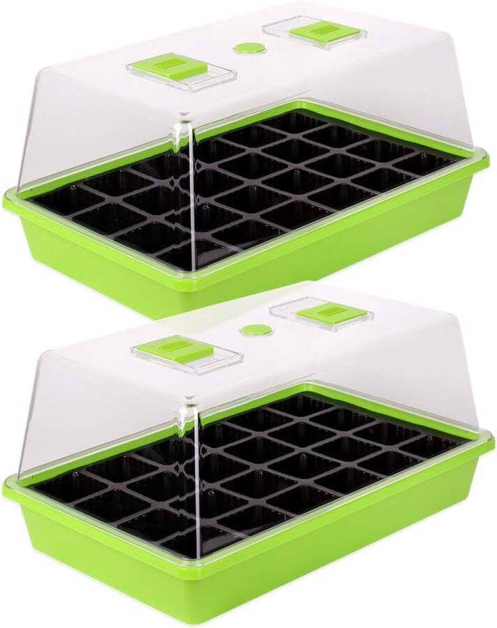 Kweekkas kweekbak 1 2 of 3 stuks 38 x 24 x 18 cm mini-broeikas kweekset broeikas kweekschaal met deksel en ventilatie afmetingen: 2 stuks