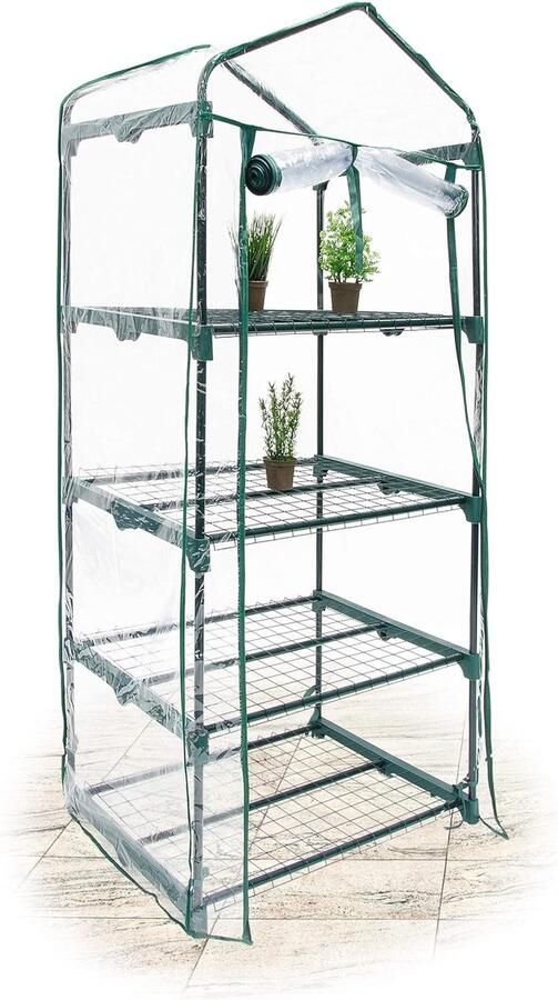 Kweekkas met 4 planken 156 x 70 x 50 cm ruimtebesparend voor balkon en terras