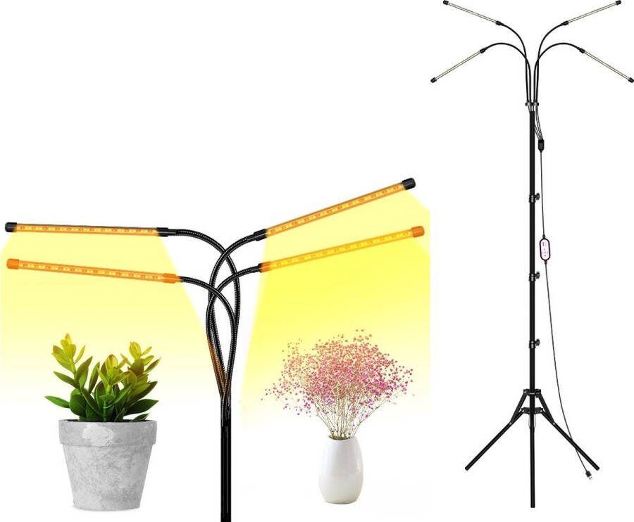 Kweeklamp Groeilamp 196 LED Statief 10W Verlichting Indoor Kweken Kweeklamp voor Planten Groeilamp en Bloeilamp Kweeklampen Binnen 10 Watt Automatische Timer USB