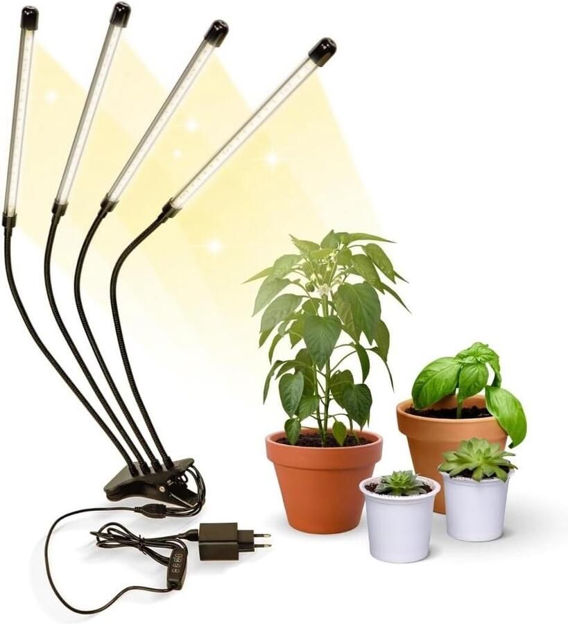 Kweeklamp Plantenlamp LED GrowFlex X4 3 modi 6000K 10 helderheidsniveaus 4 koppen Groeilamp led full spectrum Timer 360° draaibaar 80W Flexibel Kamerplanten USB Groeilamp