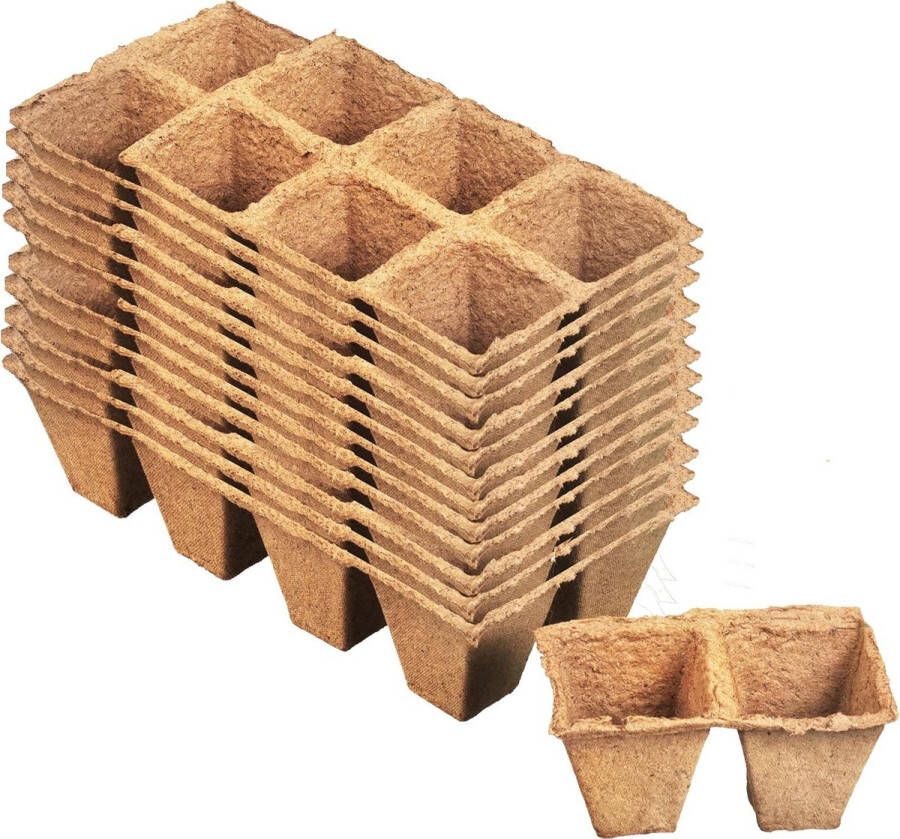 Kweekpotten 4 x 4 cm set van 96 stuks 100% turfvrij PEFC-gecertificeerd biologisch afbreekbaar zaaipot plantenkweken Kweekbak