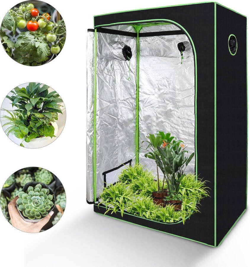 Kweektent in huis 120 x 60 x 180 cm Growtent Binnen Growbox om Planten te Kweken planten kweken Zwart&Groen 2-in-1 Kweekkast 600D Oxford Stof Planten Dark Room Greenhouse Waterdicht