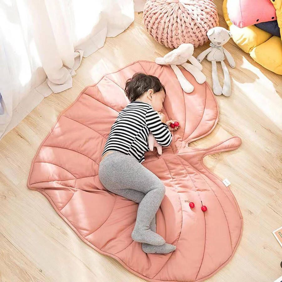 Kwekerij Tapijt Bladvorm Katoen Kruipende Mat Buik Tijd Baby Play Mat Machine Wasbaar Kamer Decor Kussen