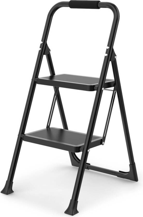 Ladder 2 treden opklapbare opstapkruk met gevoerde handgreep opstapladder met een capaciteit van 150 kg 2 tredenladder met breed antislippedaal