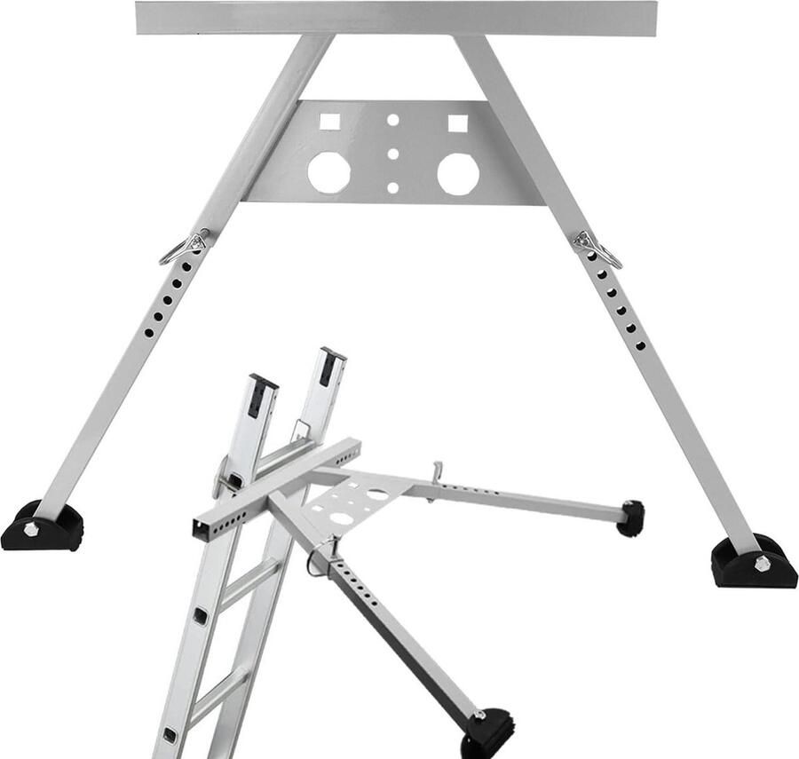 Telescopische ladder rechte vouwladder met stabilisator voor dak wandsteun ladderaccessoires veiligheid en stabiliteit eenvoudig in gebruik 100 kg gewichtscapaciteit Telescopische ladder