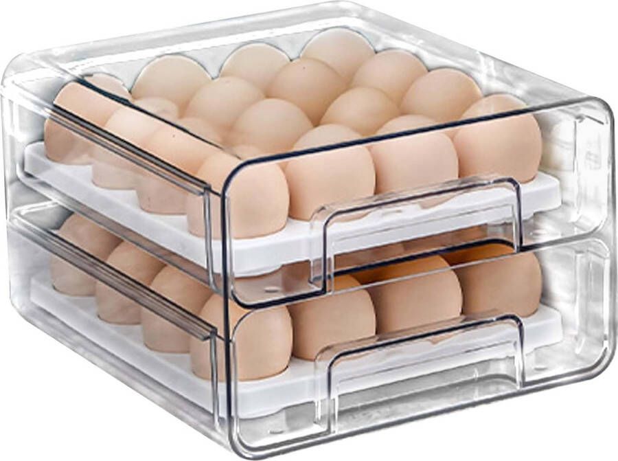 Lade-eierhouder koelkast transparante koelkastdozen stapelbaar 32 eieren opslag voor keuken koelkast opbergdozen doorzichtig voor eetkamer