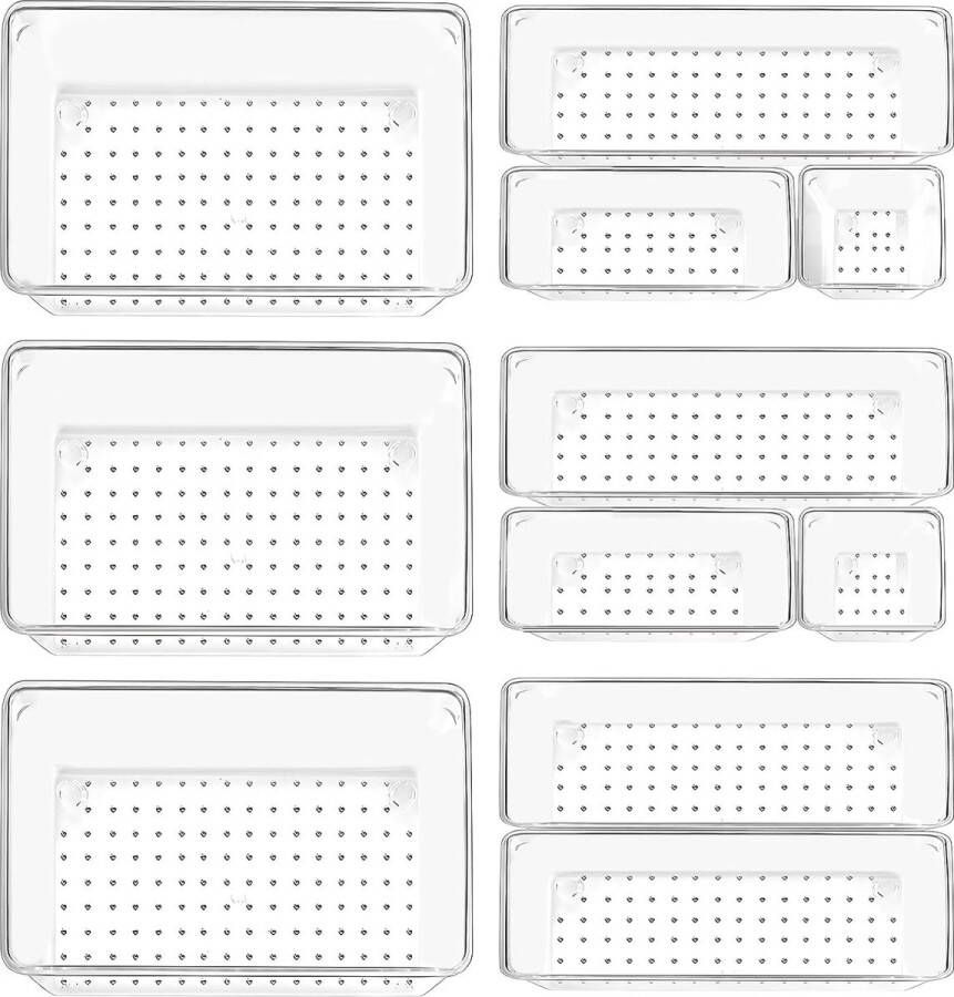 Lade-organizer 11 stuks transparant opbergsysteem 4 maten make-uptafel-organizer lade bureauorganizer laden voor make-up commode kantoor keuken badkamer