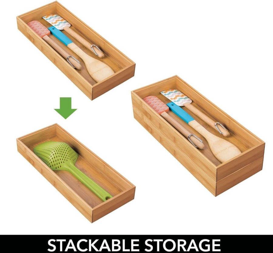Lade-organizer van bamboe voor keuken milieuvriendelijk multifunctioneel stapelbaar breed voorraadkast aanrechtblad natuurlijk Cutlery basket