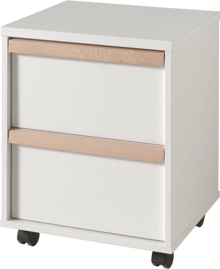 Ladeblok Dex Wit Met wielen Met lades Breedte 48.1 cm Diepte 40 cm Hoogte 59.7 cm