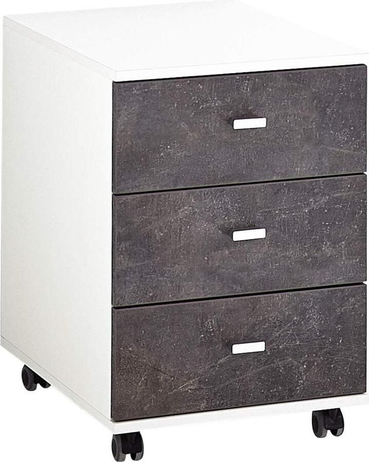 Ladeblok met wieltjes Modern design Germania 4151-261 GW-Altino 3 lades 40x58x50cm Ladeblok