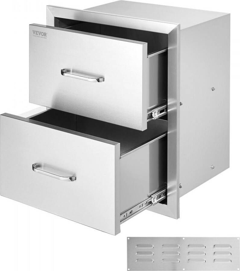 Ladekast 45 x 52 cm buitenkeuken BBQ-eiland roestvrijstalen dubbele lade