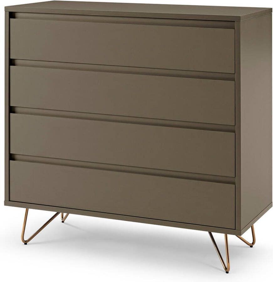 Ladekast Lucy Grijs MDF Breedte 90 cm Hoogte 90 cm Diepte 40 cm Met lades Zonder deuren