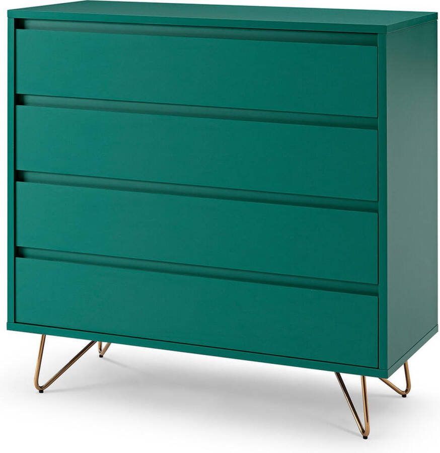 Ladekast Lucy Groen MDF Breedte 90 cm Hoogte 90 cm Diepte 40 cm Met lades Zonder deuren