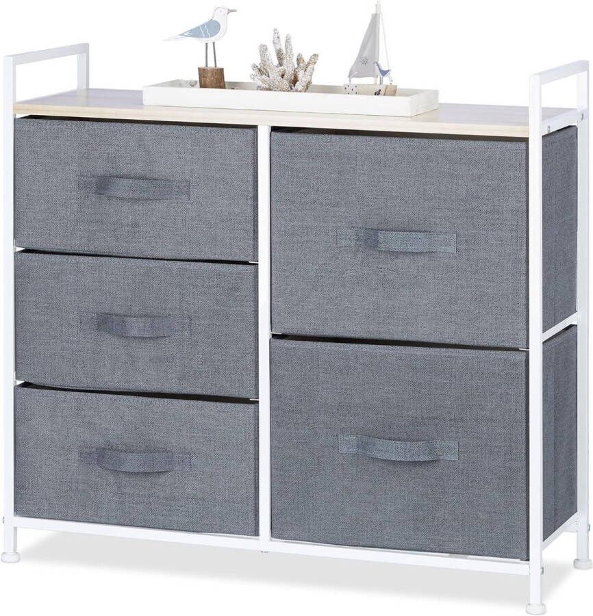 Ladekast rek 5 manden Universeel Grijs Metaal en hout 775 x 83 x 29 cm Ladeblok