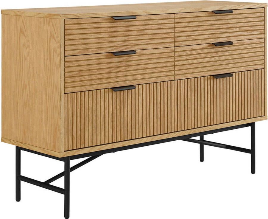Ladekast Ruben Eiken MDF Breedte 120 cm Hoogte 80 cm Diepte 40 cm Met lades Met planken Zonder deuren