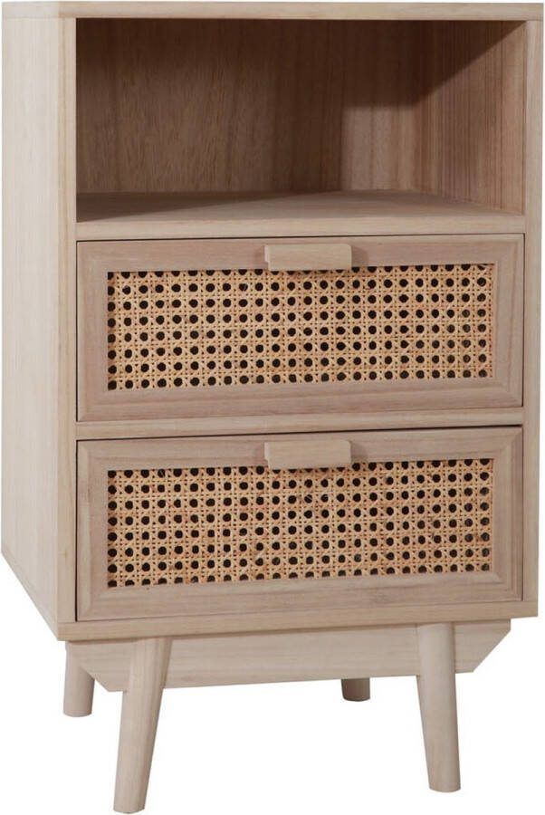 Ladekastje Freja Rotan MDF Breedte 42 cm Hoogte 68 cm Diepte 36 cm Met lades Met planken Zonder deuren