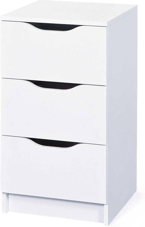 Ladenkast met 3 laden Wit Melamine gecoat Bijzetkast Dressoir Laden met handgrepen Westphalen 3 Ladeblok