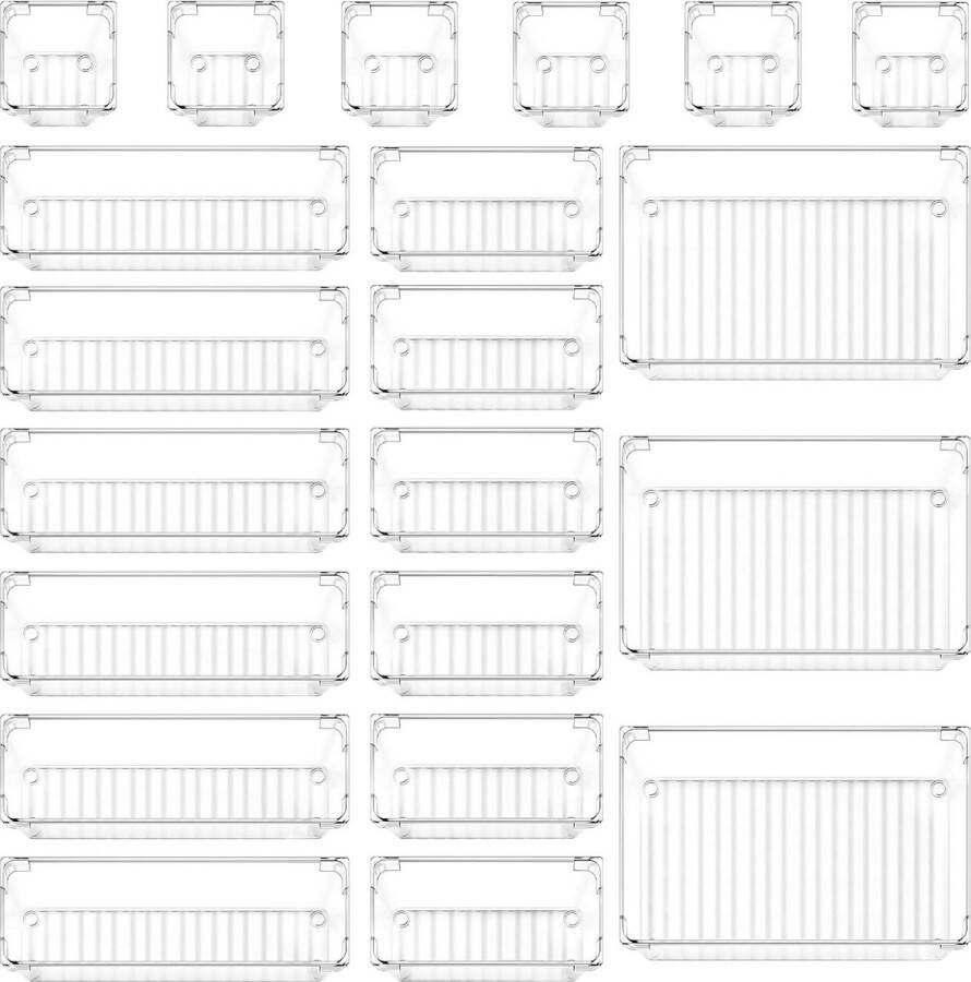 Ladesysteem voor organisatie 21-delige lade-organiser plastic organizer voor de kaptafel voor badkamer cosmetica keuken kantoor kantoorartikelen