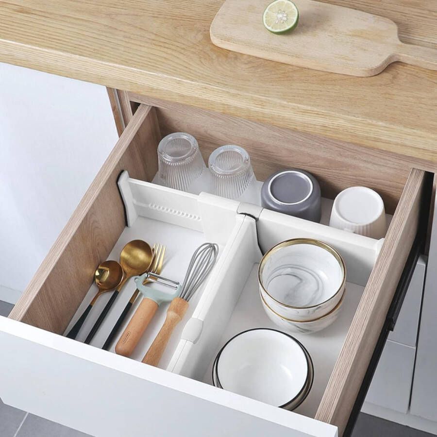 Ladeverdeler organizer ladeverdeler verstelbaar set van 4 scheiders voor kledingopslag van mesh commode badkamer keukenopslag kast kantoor wit 28 1-44 4 cm